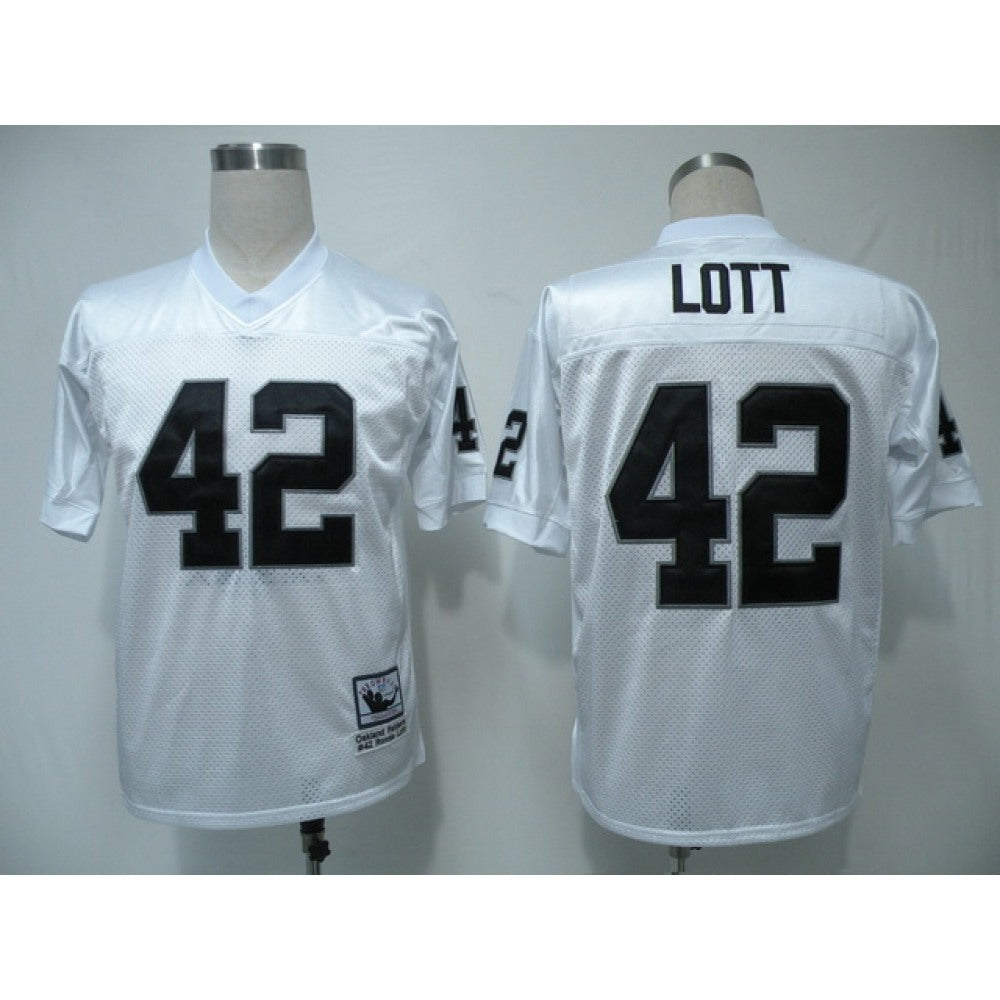 Mitchell & Ness Raiders #42 Lott White Stitched Throwback NFL Jersey 