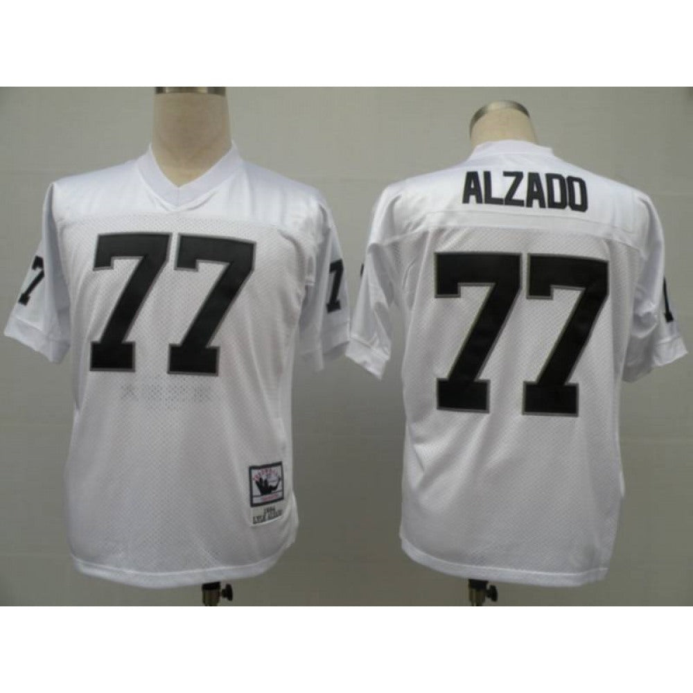 Mitchell and Ness Raiders #77 Lyle Alzado White Stitched Throwback NFL Jersey 