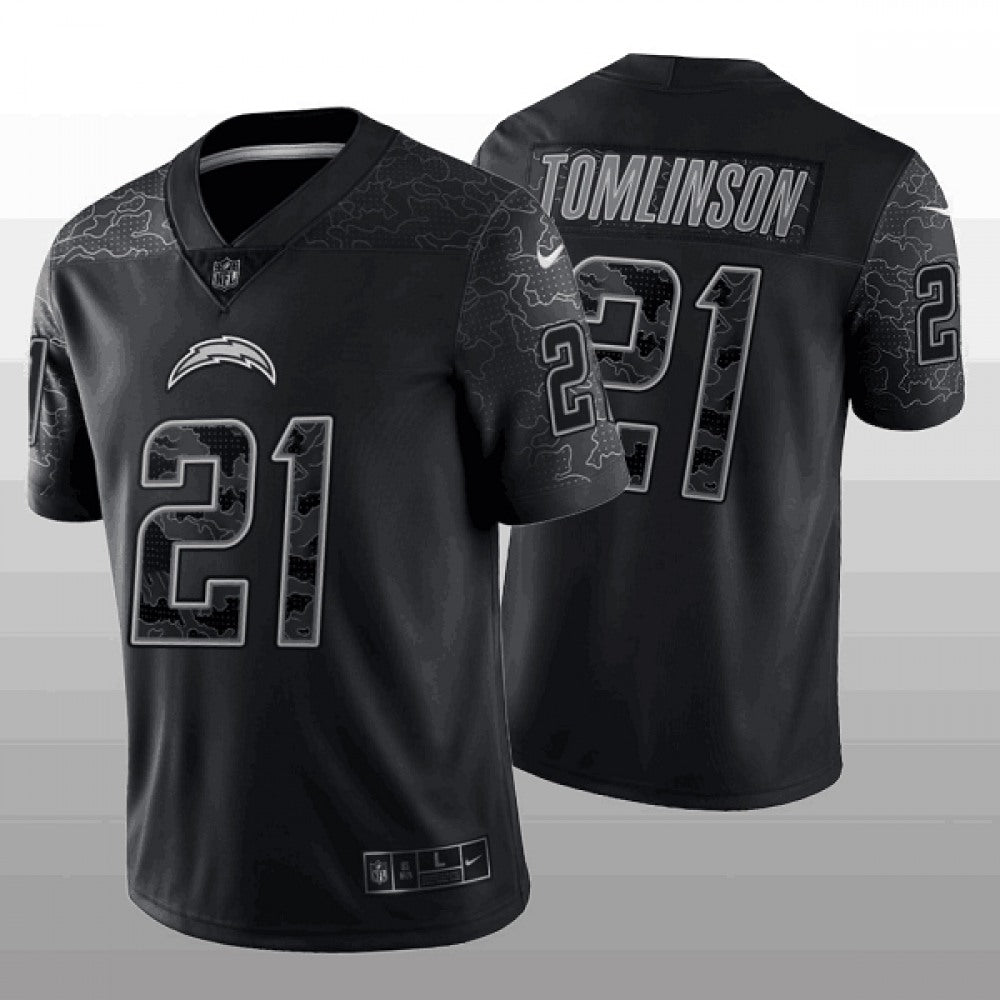 Men's Los Angeles Chargers #21 LaDainian Tomlinson Black Reflective Limited Stitched Football Jersey 