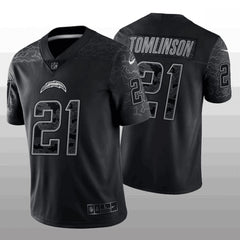 Men's Los Angeles Chargers #21 LaDainian Tomlinson Black Reflective Limited Stitched Football Jersey 