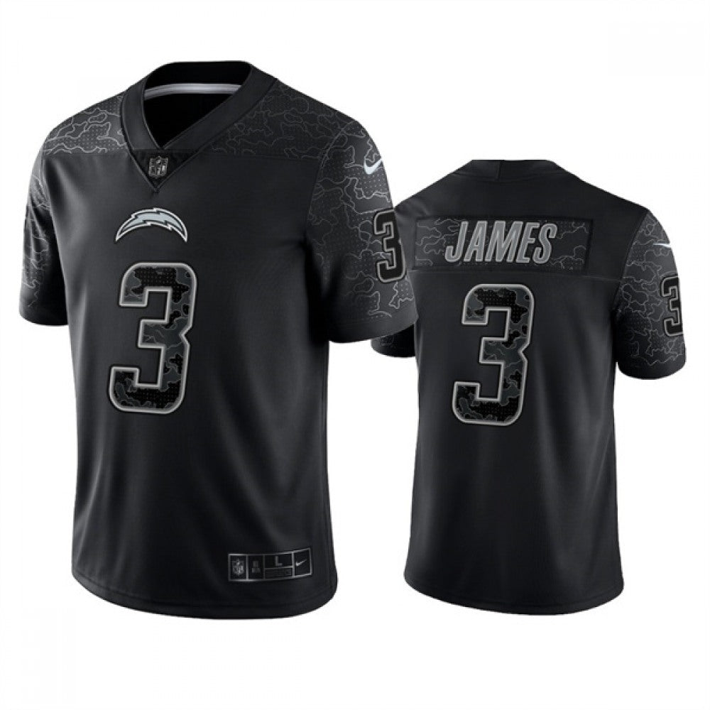 Men's Los Angeles Chargers #3 Derwin James Black Reflective Limited Stitched Football Jersey 