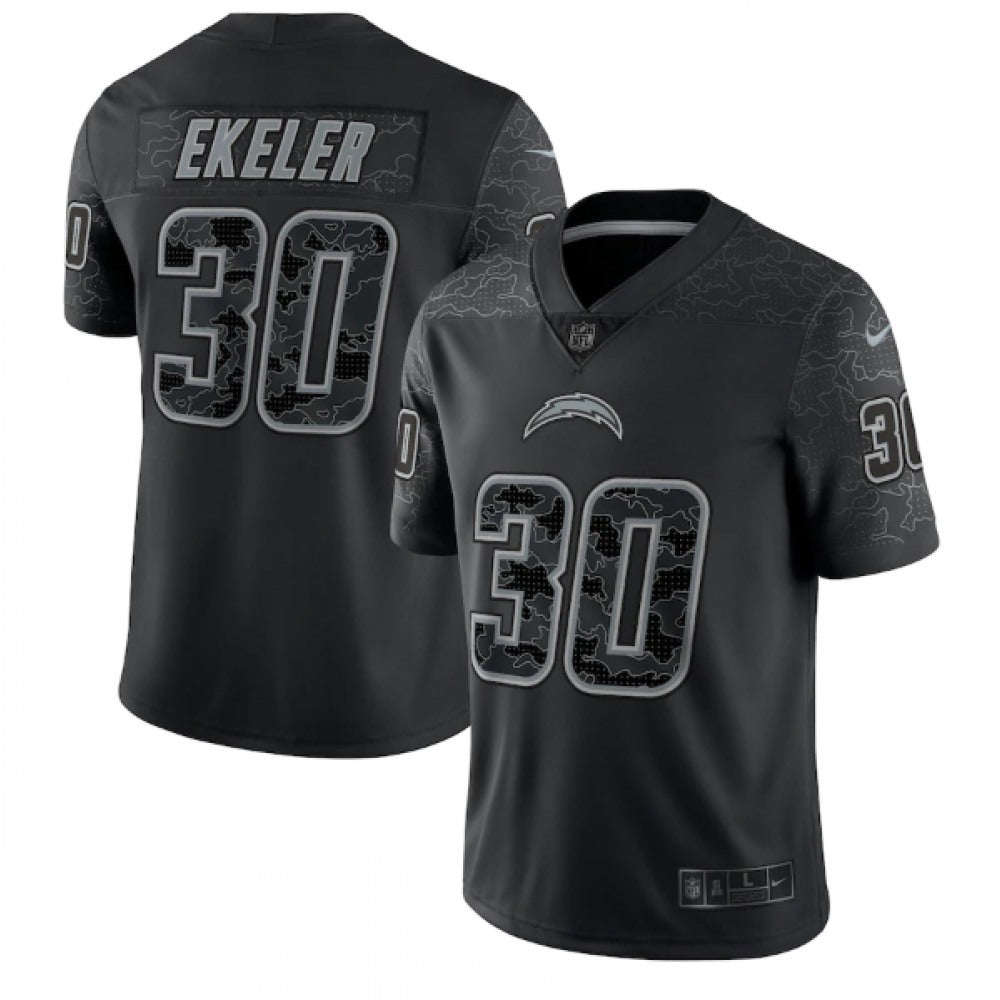 Men's Los Angeles Chargers #30 Austin Ekeler Black Reflective Limited Stitched Football Jersey 