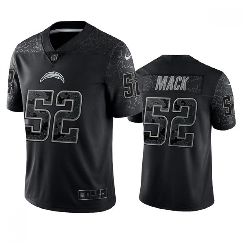 Men's Los Angeles Chargers #52 Khalil Mack Black Reflective Limited Stitched Football Jersey 