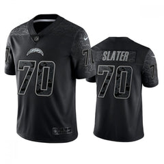 Men's Los Angeles Chargers #70 Rashawn Slater Black Reflective Limited Stitched Football Jersey 