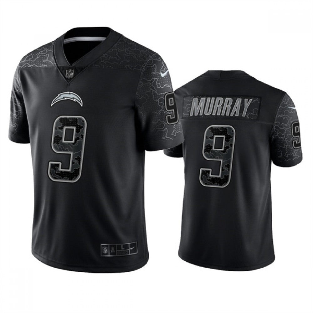 Men's Los Angeles Chargers #9 Kenneth Murray Black Reflective Limited Stitched Football Jersey 