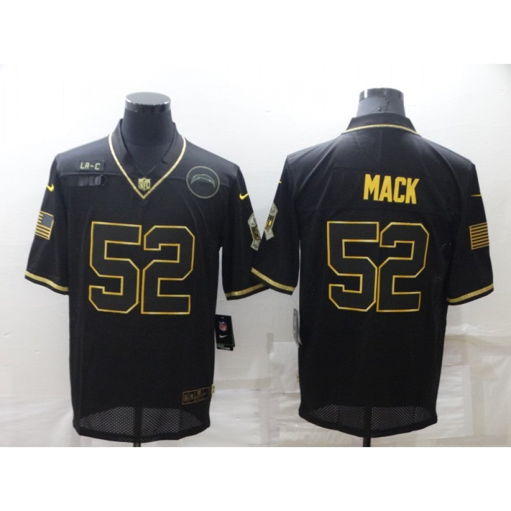 Men's Los Angeles Chargers #52 Khalil Mack Black/Gold Salute To Service Limited Stitched Jersey 