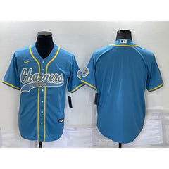 Men's Los Angeles Chargers Blank Blue Cool Base Stitched Baseball Jersey 