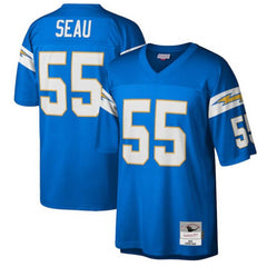 Men's Los Angeles Chargers #55 Junior Seau Blue Stitched Jersey 