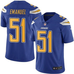 Chargers #51 Kyle Emanuel Electric Blue Men's Stitched NFL Limited Rush Jersey 