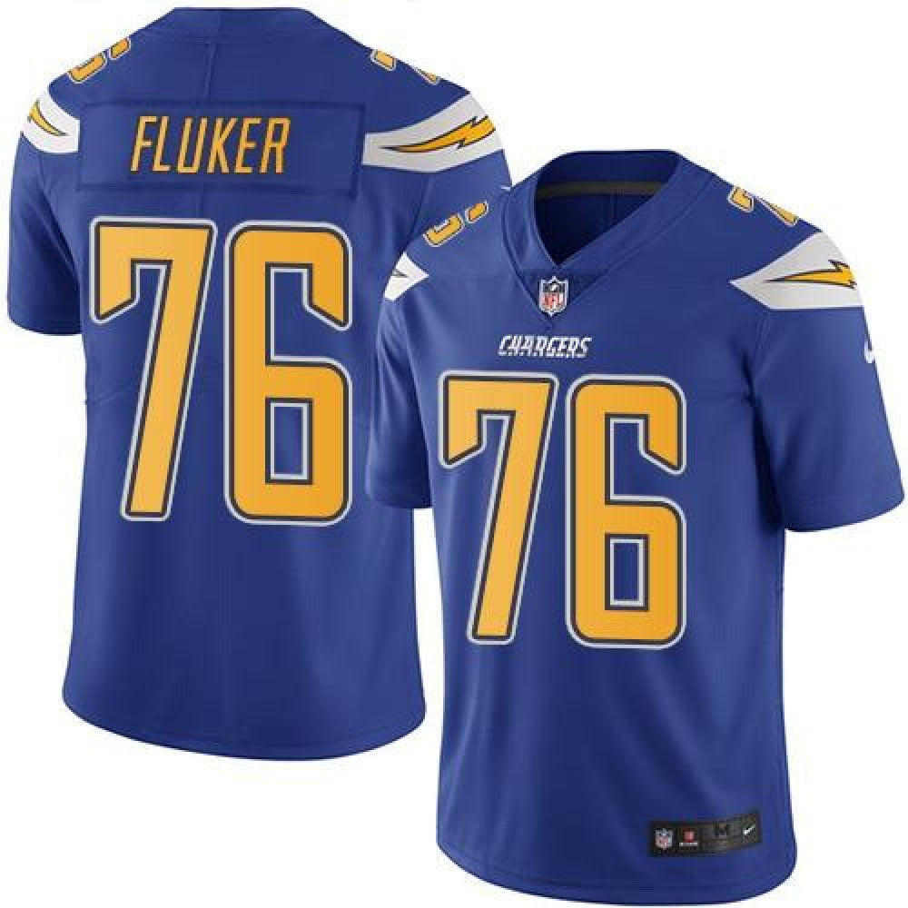 Chargers #76 D.J. Fluker Electric Blue Men's Stitched NFL Limited Rush Jersey 