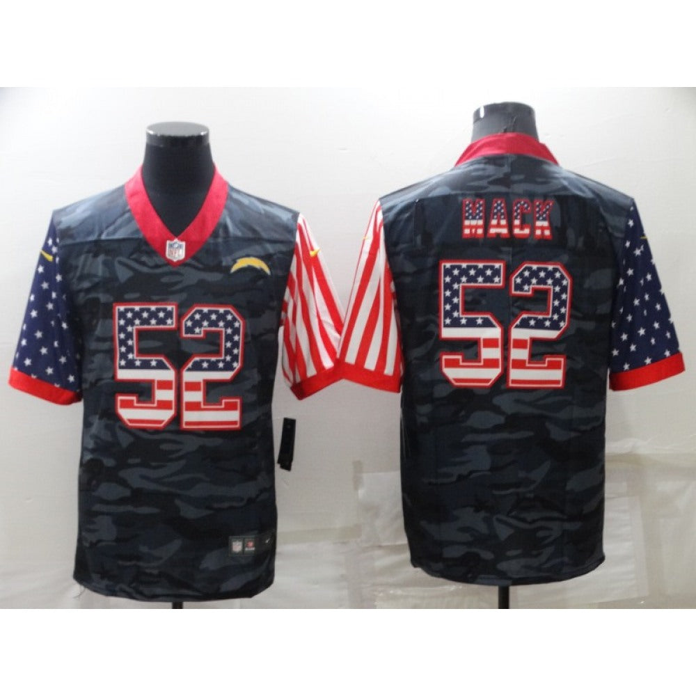 Men's Los Angeles Chargers #52 Khalil Mack Camo USA Flag Limited Stitched Jersey 