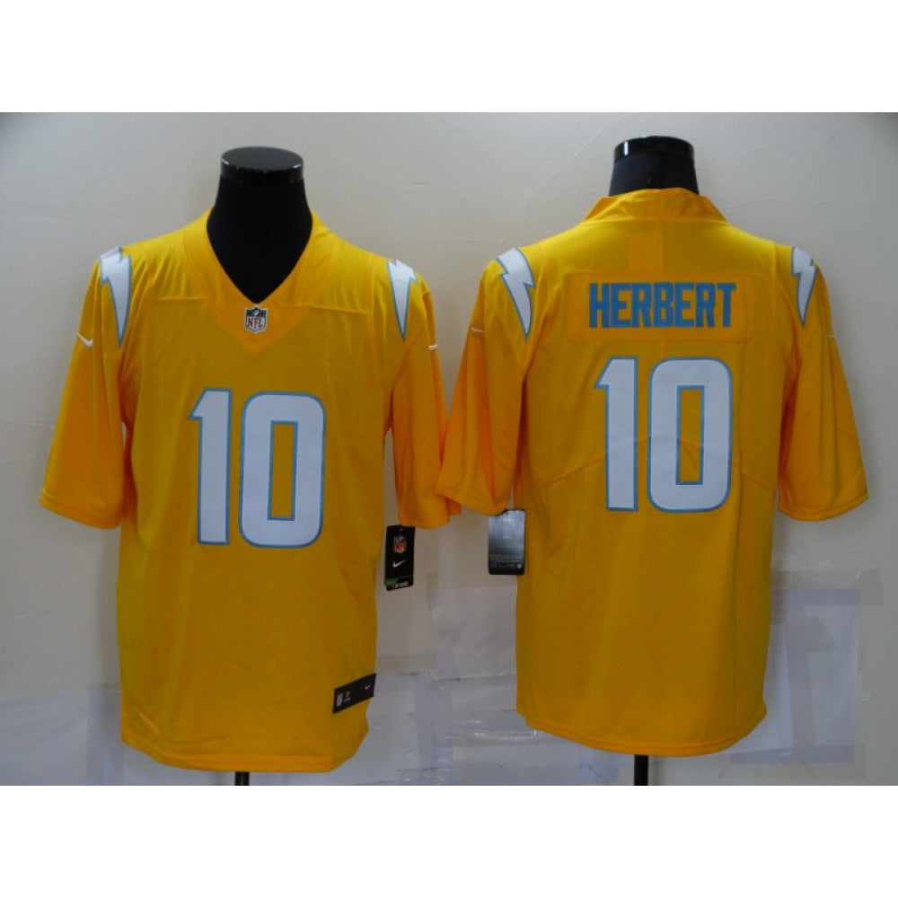 Men's Los Angeles Chargers #10 Justin Herbert Gold Inverted Legend Stitched Football Jersey 
