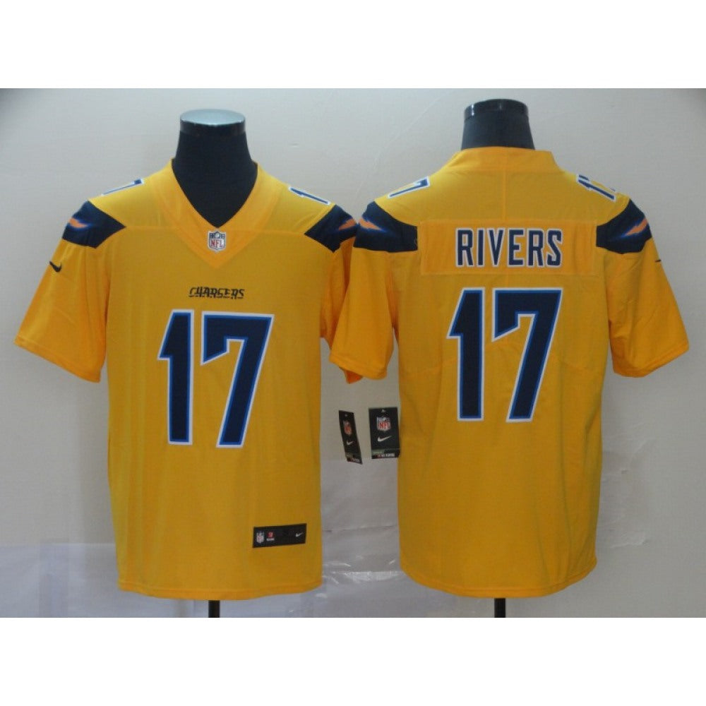 Men's Los Angeles Chargers #17 Philip Rivers 2019 Gold Inverted Legend Stitched NFL Jersey 