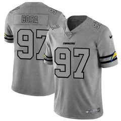 Men's Los Angeles Chargers #97 Joey Bosa 2019 Gray Gridiron Team Logo Stitched NFL Jersey 