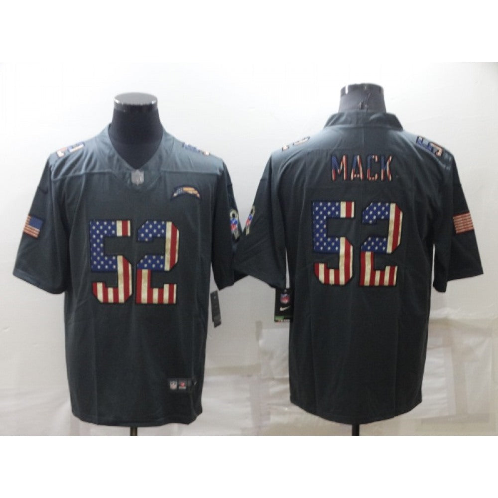 Men's Los Angeles Chargers #52 Khalil Mack Grey Salute To Service USA Flag Stitched Jersey 