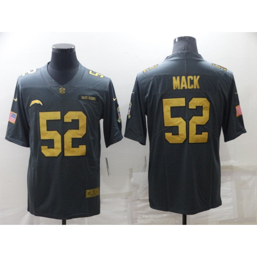 Men's Los Angeles Chargers #52 Khalil Mack Grey/Gold Salute To Service Limited Stitched Jersey 