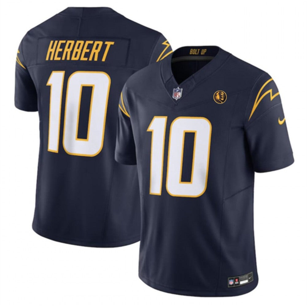 Men's Los Angeles Chargers #10 Justin Herbert Navy 2023 F.U.S.E. With John Madden Patch Vapor Limited Stitched Football Jersey 
