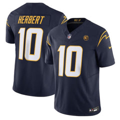 Men's Los Angeles Chargers #10 Justin Herbert Navy 2023 F.U.S.E. With John Madden Patch Vapor Limited Stitched Football Jersey 