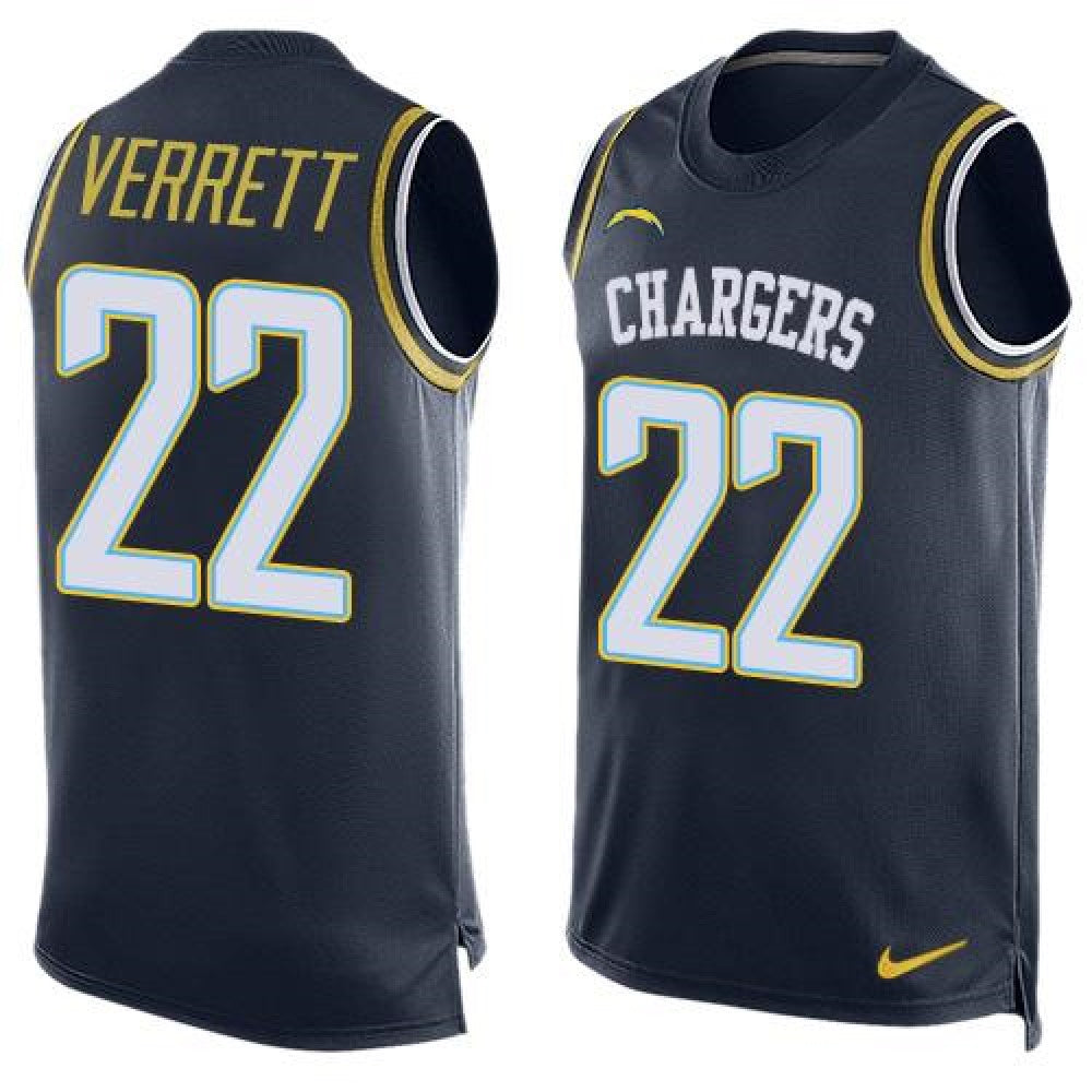 Chargers #22 Jason Verrett Navy Blue Team Color Men's Stitched NFL Limited Tank Top Jersey 