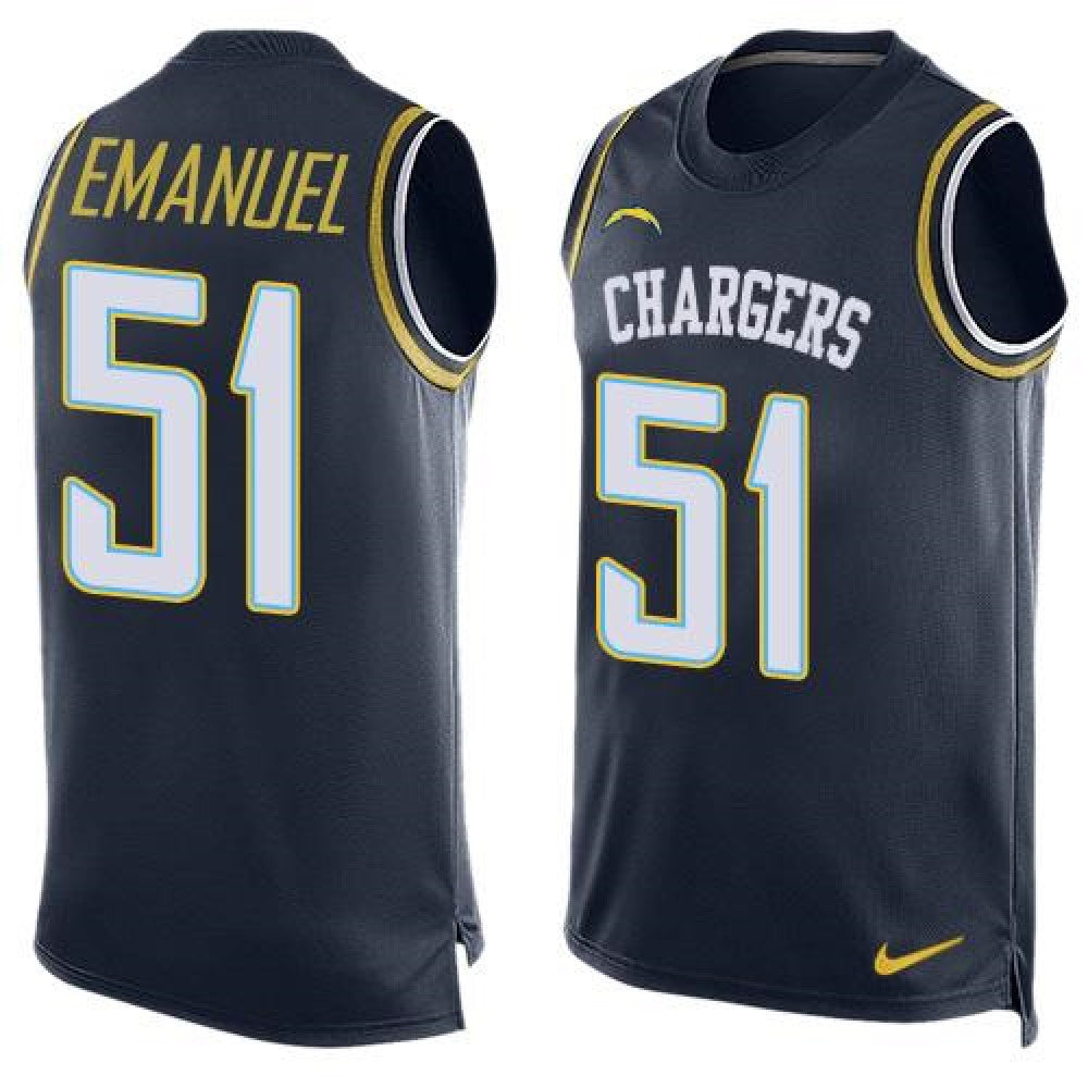 Chargers #51 Kyle Emanuel Navy Blue Team Color Men's Stitched NFL Limited Tank Top Jersey 