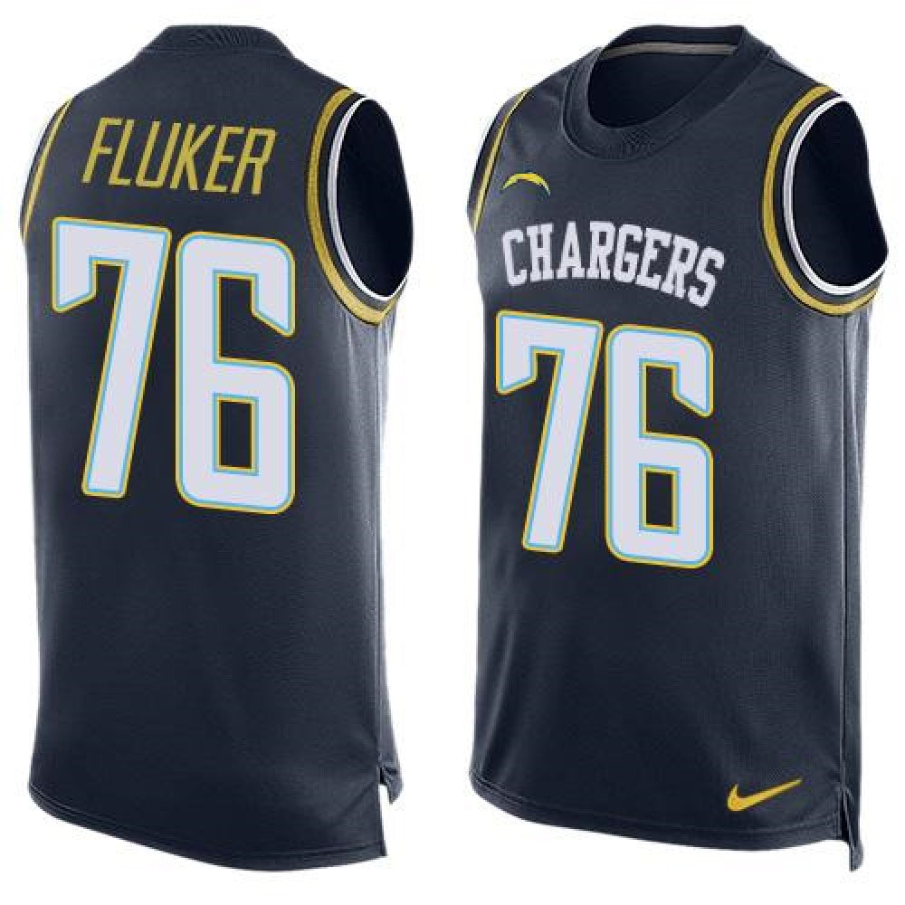 Chargers #76 D.J. Fluker Navy Blue Team Color Men's Stitched NFL Limited Tank Top Jersey 