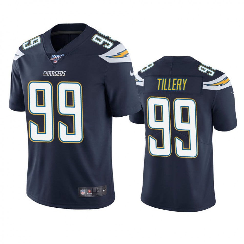 Men's Los Angeles Chargers #99 Jerry Tillery Navy 2019 100th Season Vapor Untouchable Limited Stitched NFL Jersey 