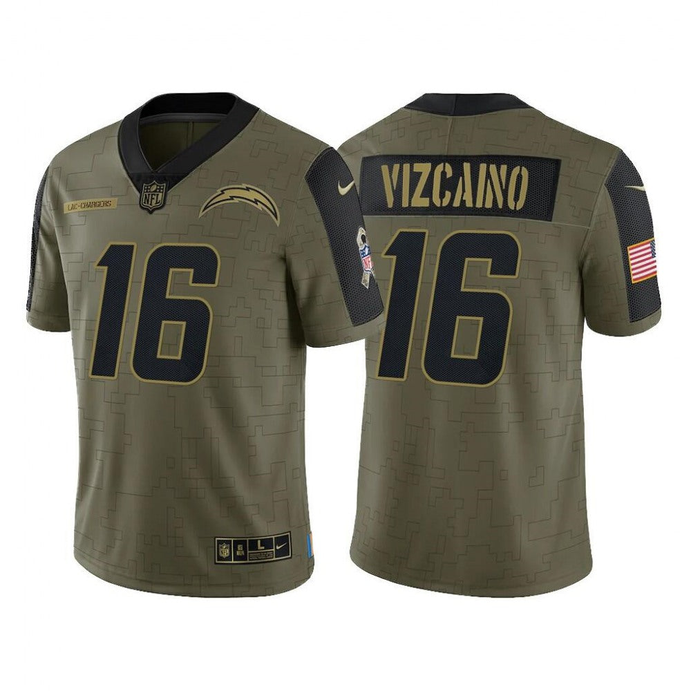 Men's Los Angeles Chargers #16 Tristan Vizcaino 2021 Olive Salute To Service Limited Stitched Jersey 