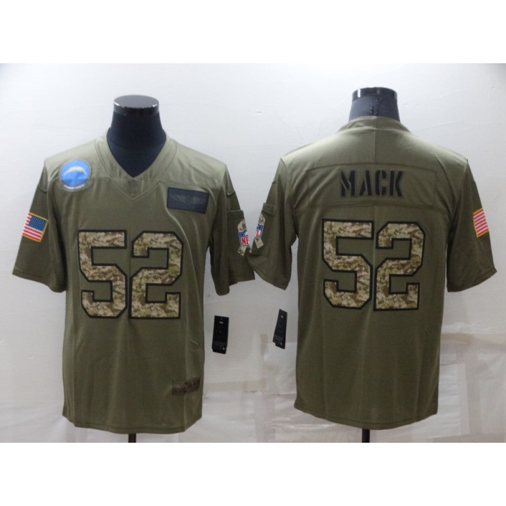 Men's Los Angeles Chargers #52 Khalil Mack Olive/Camo Salute To Service Limited Stitched Jersey 
