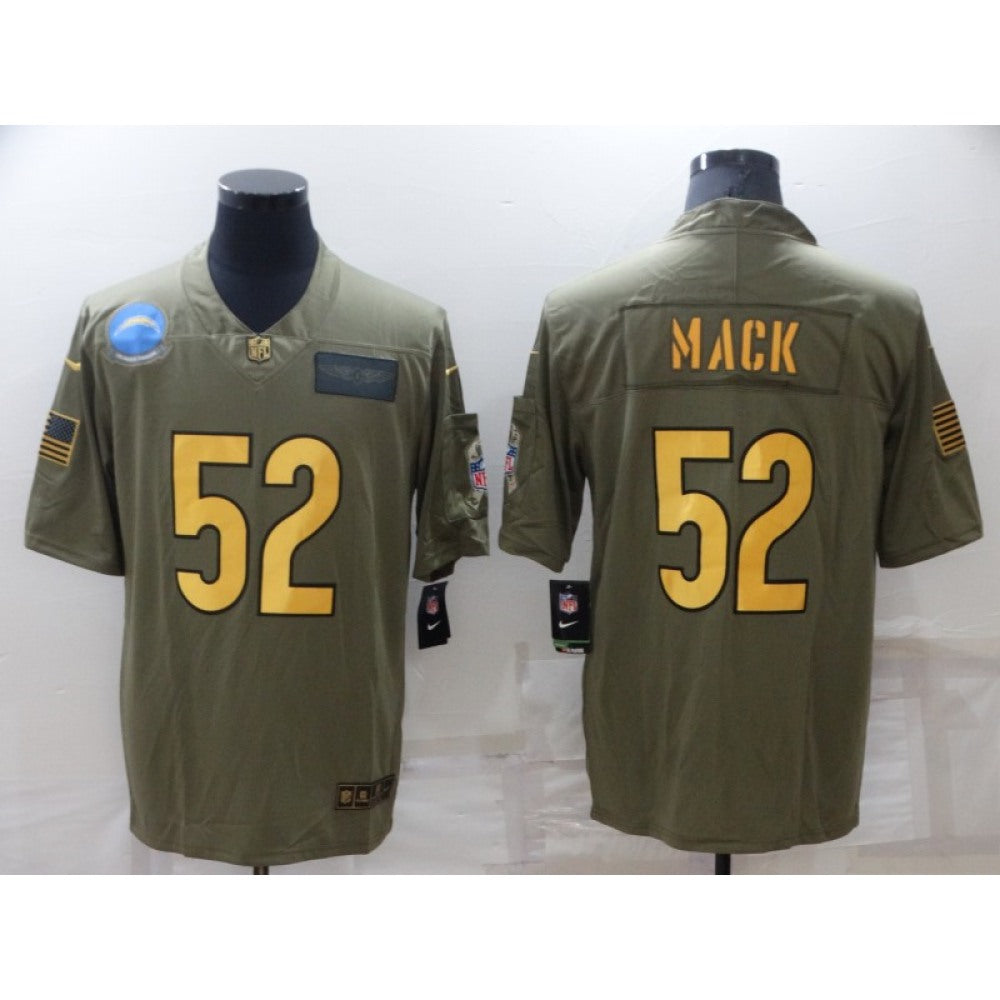 Men's Los Angeles Chargers #52 Khalil Mack Olive/Gold Salute To Service Limited Stitched Jersey 
