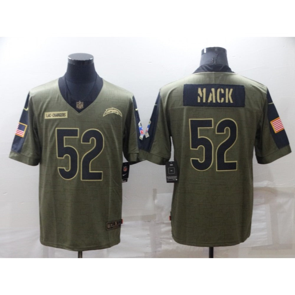 Men's Los Angeles Chargers #52 Khalil Mack Olive Salute To Service Limited Stitched Jersey 