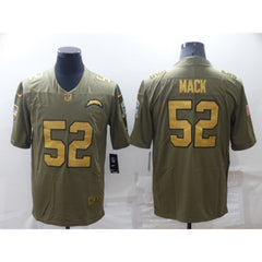 Men's Los Angeles Chargers #52 Khalil Mack Olive/Gold Salute To Service Limited Stitched Jersey 