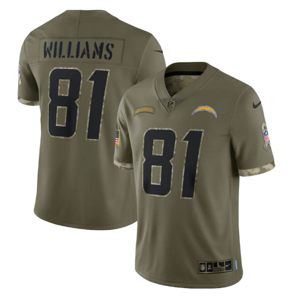 Men's Los Angeles Chargers #81 Mike Williams Olive 2022 Salute To Service Limited Stitched Jersey 