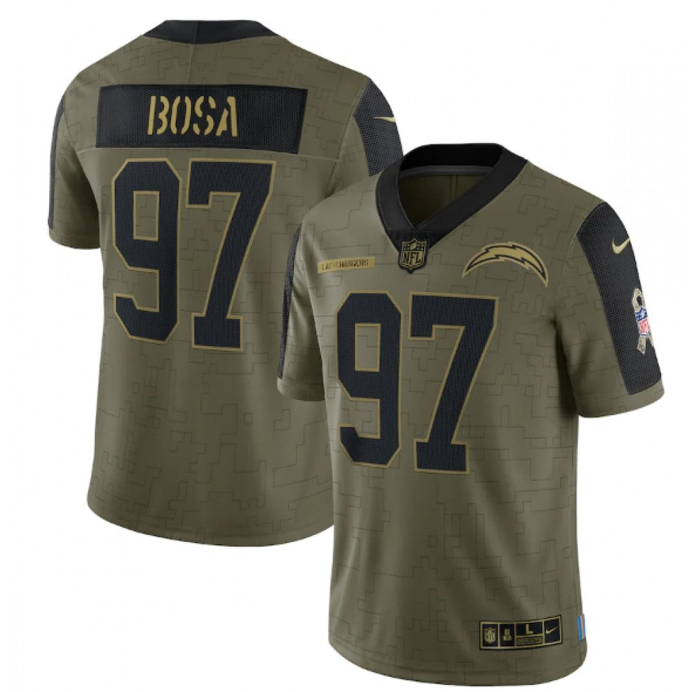 Men's Los Angeles Chargers #97 Joey Bosa 2021 Olive Salute To Service Limited Stitched Jersey 