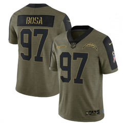 Men's Los Angeles Chargers #97 Joey Bosa 2021 Olive Salute To Service Limited Stitched Jersey 