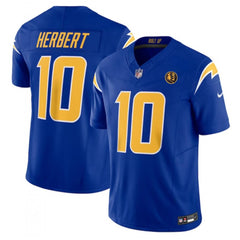 Men's Los Angeles Chargers #10 Justin Herbert Royal 2023 F.U.S.E. With John Madden Patch Vapor Limited Stitched Football Jersey 