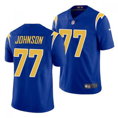 Men's Los Angeles Chargers #77 Zion Johnson Royal Vapor Untouchable Limited Stitched Jersey 