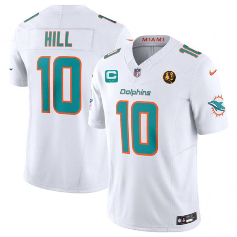 Men's Miami Dolphins #10 Tyreek Hill White 2023 F.U.S.E. With 2-star C Patch And John Madden Patch Vapor Limited Stitched Football Jersey 