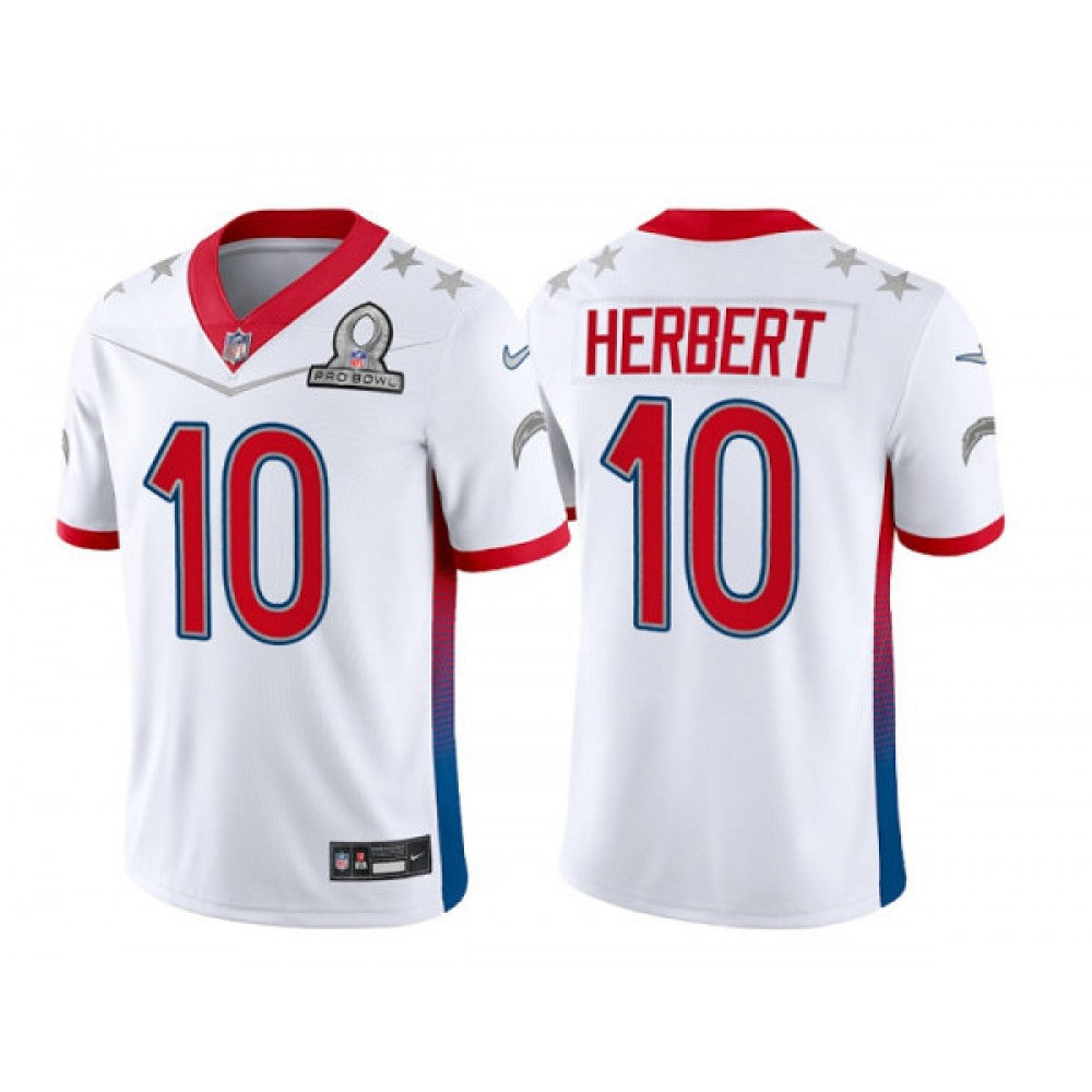 Men's Los Angeles Chargers #10 Justin Herbert 2022 White Pro Bowl Stitched Jersey 