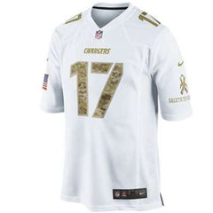 Men's Los Angeles Chargers #17 Philip Rivers White Camo Salute To Srvice Stitched NFL Jersey 
