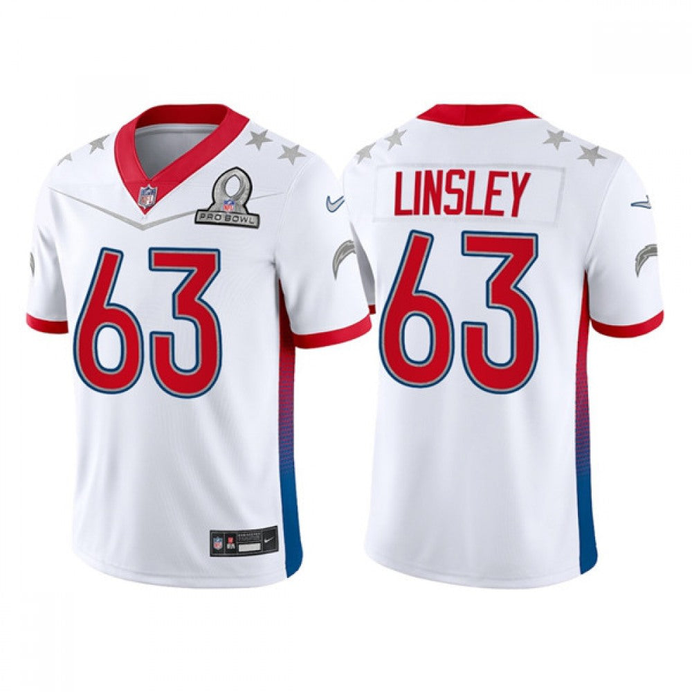 Men's Los Angeles Chargers #63 Corey Linsley 2022 White AFC Pro Bowl Stitched Jersey 