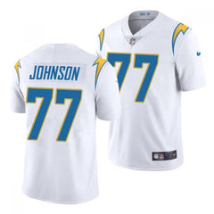 Men's Los Angeles Chargers #77 Zion Johnson White Vapor Untouchable Limited Stitched Jersey 
