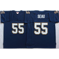 Mitchell And Ness 1994 Chargers #55 Junior Seau Navy Blue Throwback Stitched NFL Jersey 