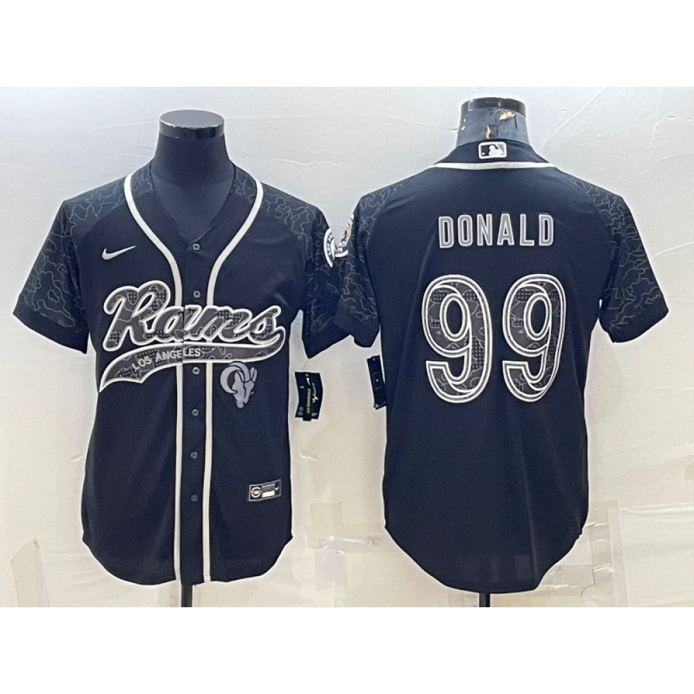 Men's Los Angeles Rams #99 Aaron Donald Black Reflective With Patch Cool Base Stitched Baseball Jersey 