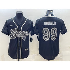 Men's Los Angeles Rams #99 Aaron Donald Black Reflective With Patch Cool Base Stitched Baseball Jersey 