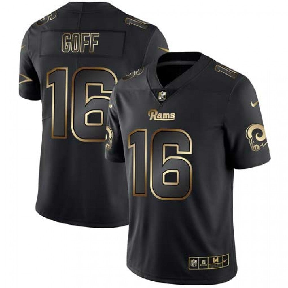 Men's Los Angeles Rams #16 Jared Goff 2019 Black Gold Edition Stitched NFL Jersey 