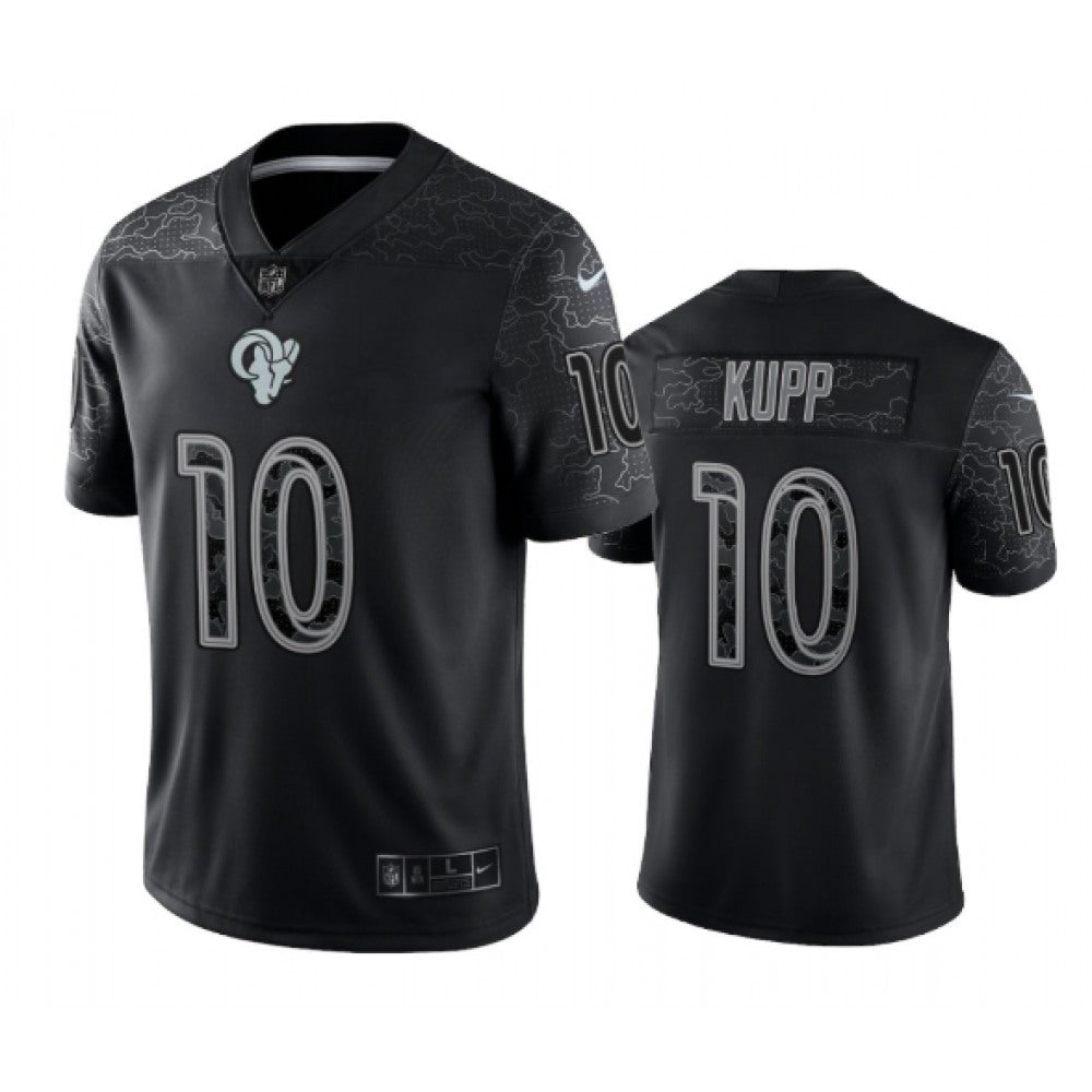 Men's Los Angeles Rams #10 Cooper Kupp Black Reflective Limited Stitched Football Jersey 