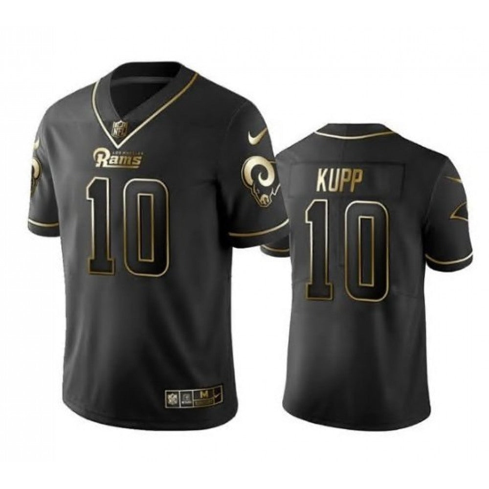 Men's Los Angeles Rams #10 Cooper Kupp Black Golden Edition Limited Stitched Jersey 