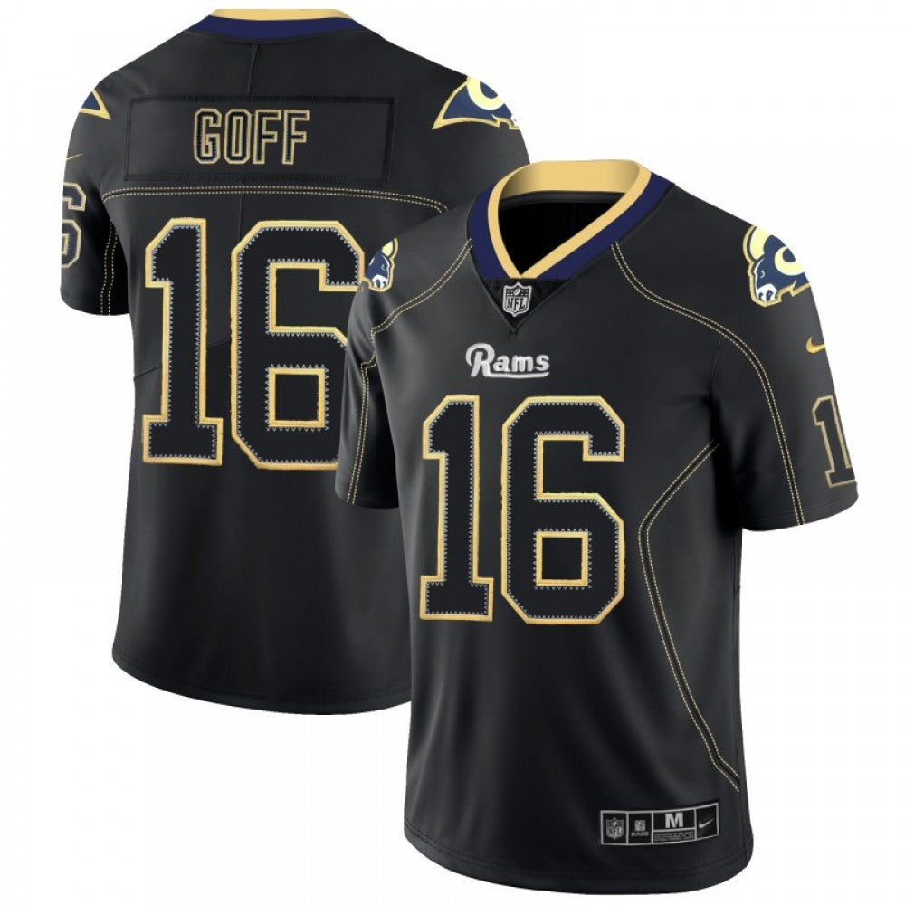 Men's Los Angeles Rams #16 Jared Goff Black 2018 Lights Out Color Rush Limited Stitched NFL Jersey 