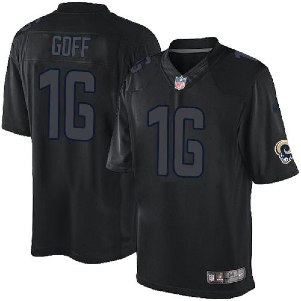Rams #16 Jared Goff Black Men's Stitched NFL Impact Limited Jersey 