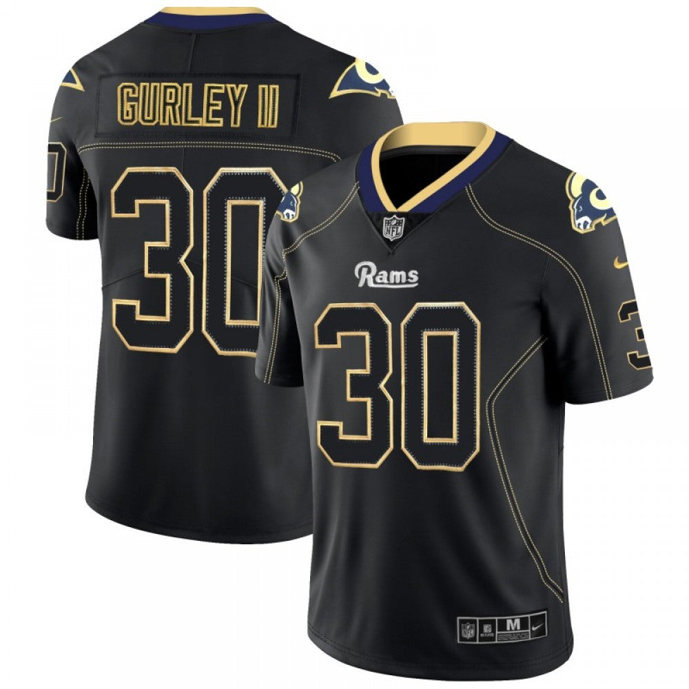 Men's Los Angeles Rams #30 Todd Gurley II NFL 2018 Lights Out Black Color Rush Limited Jersey 
